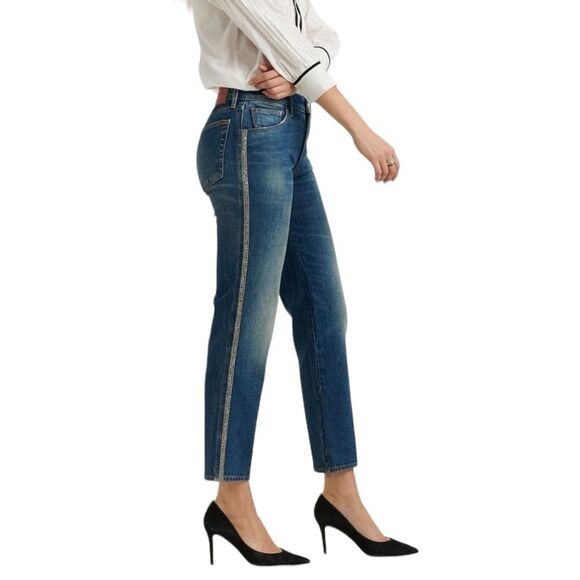 Lucky Brand New Mid-Rise Authentic Straight Leg Distressed Ankle Jeans Beaded